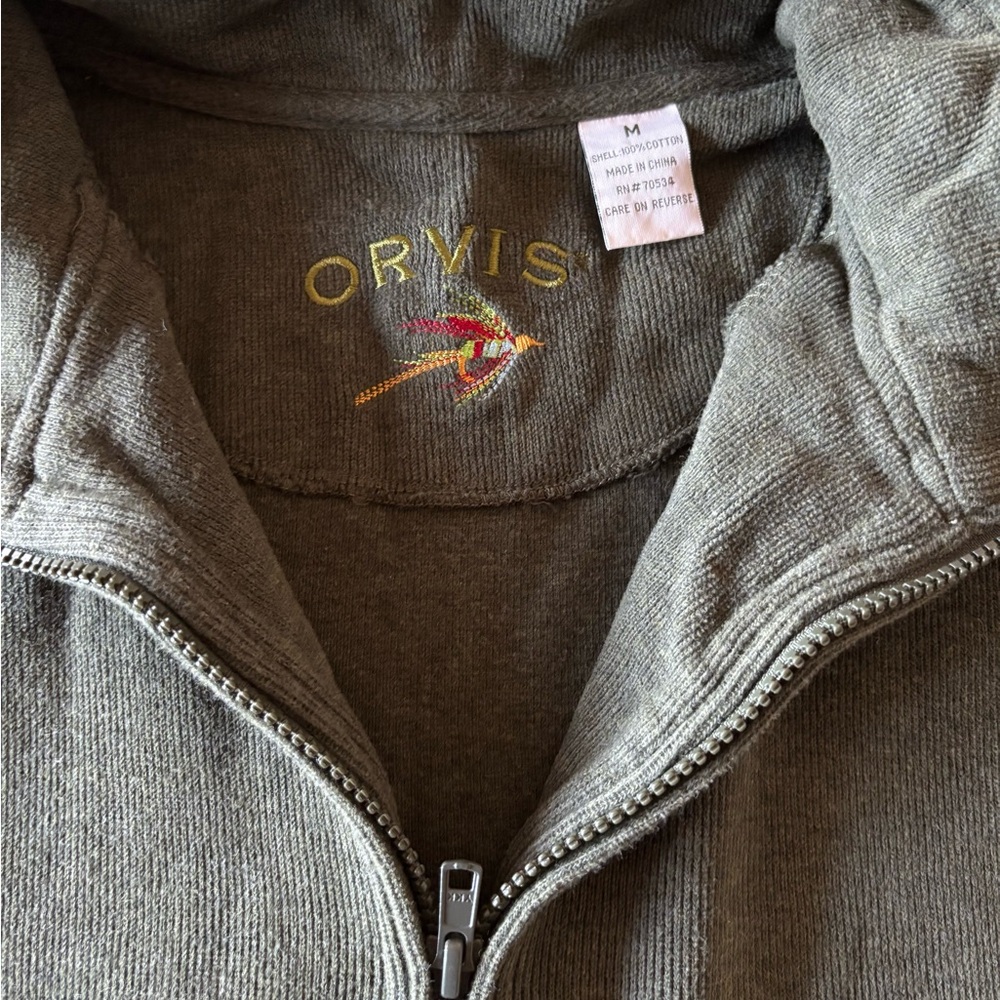Orvis Men’s Medium Olive Green Quarter Zip Sweater